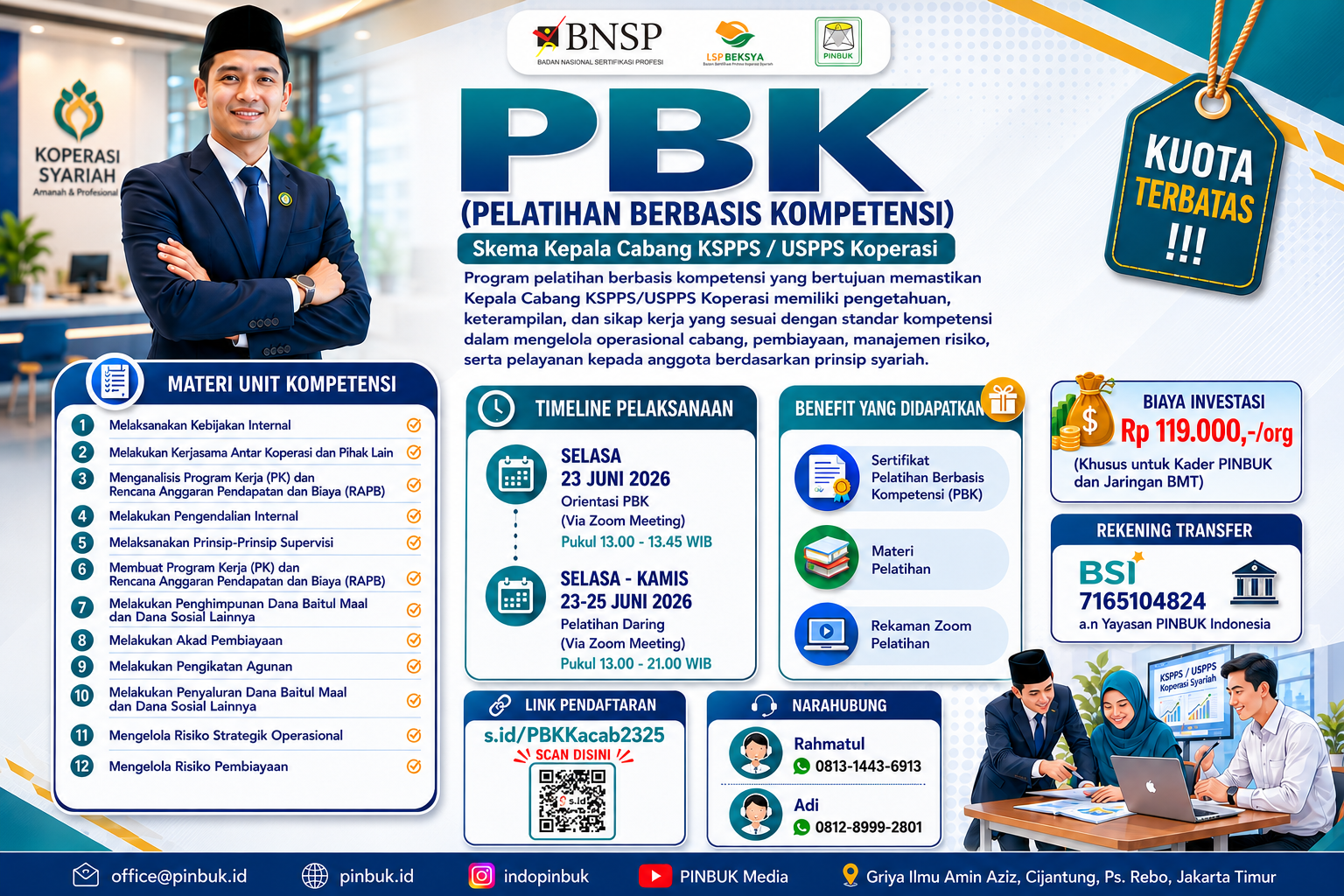 PBK Kepala Cabang KSPPS/USPPS Koperasi (Live Zoom 23 - 25 Juni 2026)